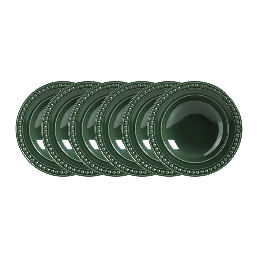 Conjunto De 6 Pratos Fundos 22cm Porto Brasil Atenas Botânico, Cerâmica